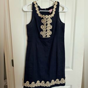 Lily Pulitzer Navy and Gold mini dress